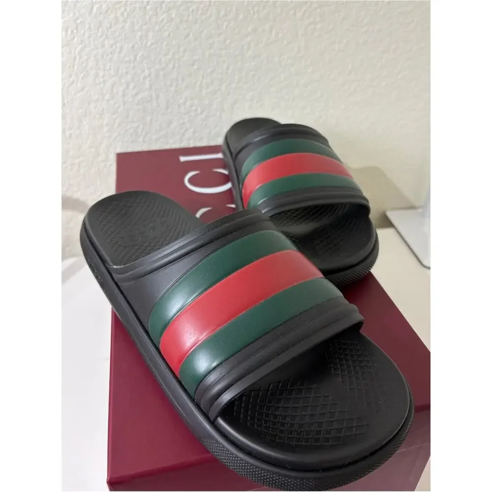 Gucci men’s web slides black 6